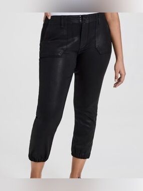 PAIGE Mayslie Coated Slim Jogger Pants Black Fog Women’s Size 30